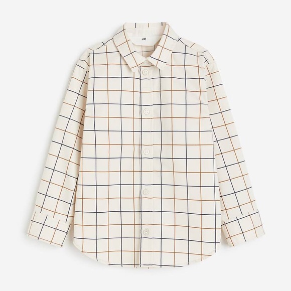 H&M Other - 💜2/$30 H&M Cotton Shirt - Cream and Blue
